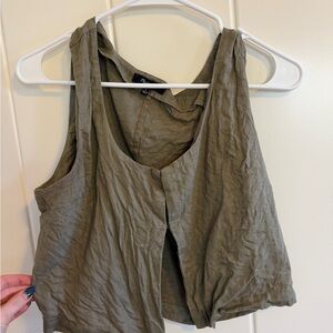 Madewell Olive Green Sleeveless Linen-Blend Tank